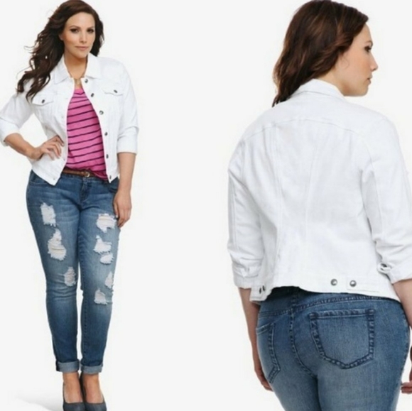 plus size white jean jacket